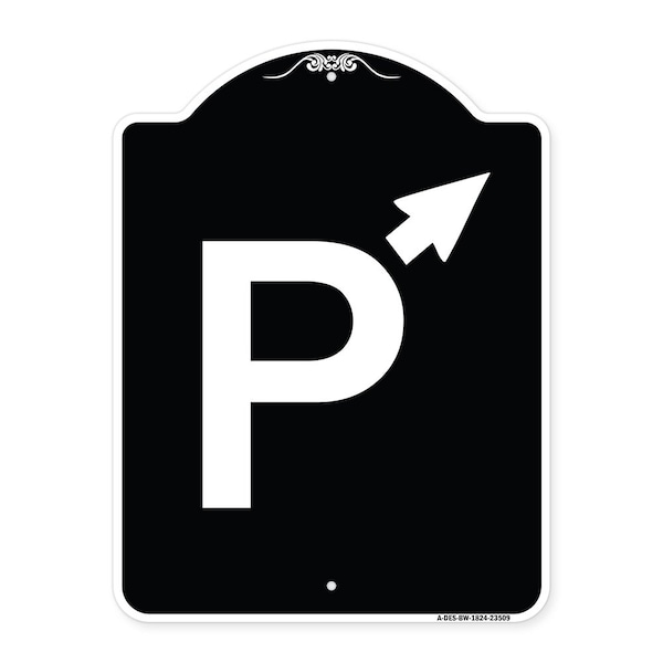 Signmission PWith Up Arrow Pointing Right Heavy-Gauge Aluminum Architectural Sign, 24" x 18", BW-1824-23509 A-DES-BW-1824-23509 - main